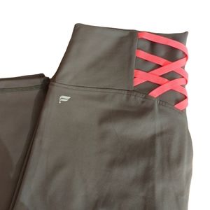 NWOT Fabletics 7/8 legging in khaki green and desert pink (pink orange)